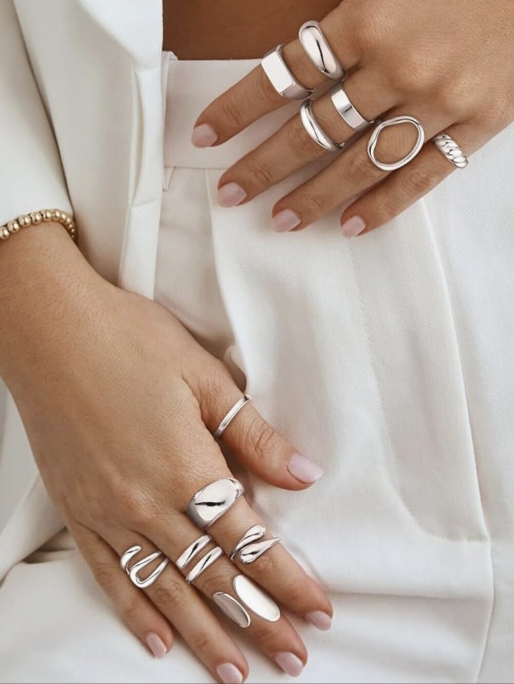 White Gold Stackable Ring Set